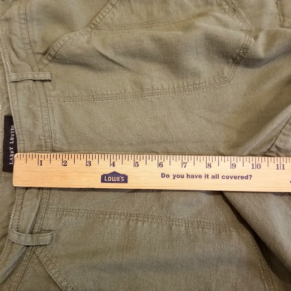 Larry Levine Pants Women's 12 Crop Capri Olive Green Linen Rayon Cargo Pocket - Picture 6 of 7